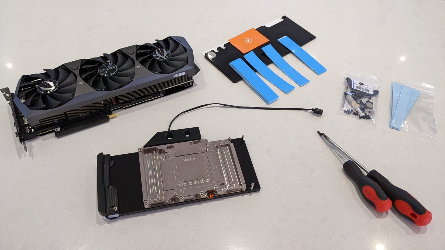 How to Zotac 3090 Trinity waterblock installation / thermal pad