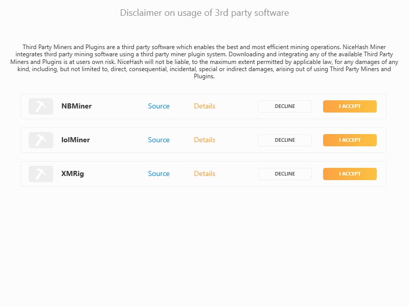 NiceHash disclaimer