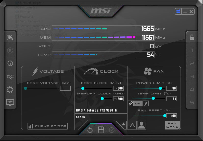 Afterburner OC settings 3090 ti