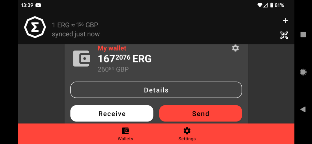 Official ERGO wallet on Android