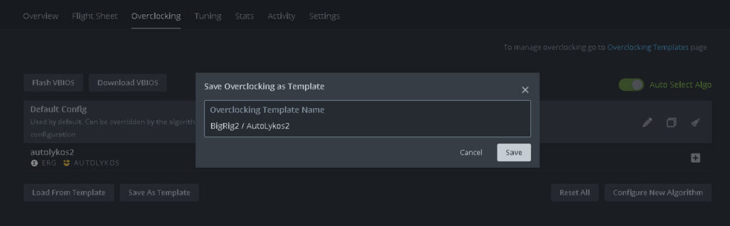 Overclocking template for this rig and algorithm